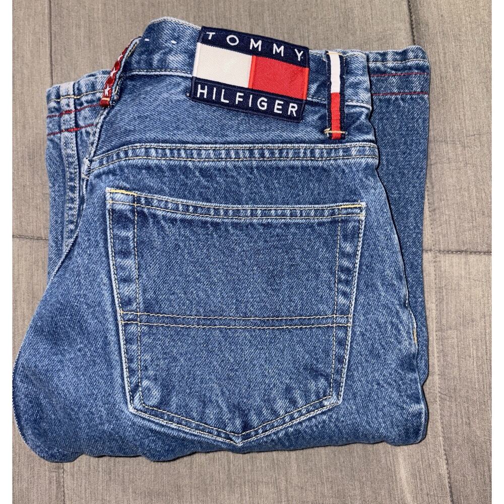 Vintage 90s Tommy Hilfiger Jeans Womens High Rise Flag Logo Straight Size 26/2